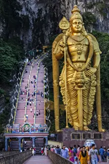 Malaysian Prints: The giant statue to the Hindu Lord Murugan at the entrance to the Batu Caves, Gomback