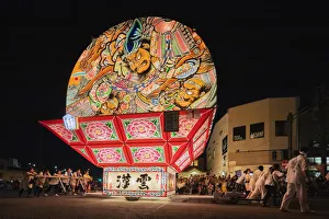 Celebration Gallery: Giant taiko drum, Nebuta festival floats, Hirosaki, Aomori prefecture, Tohoku, Honshu