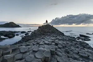 Giants Causeway at sunset, UNESCO World Heritage Site, County Antrim, Ulster, Northern Ireland