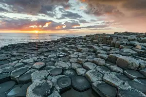 Natural Landmark Prints: Giants Causeway at sunset, UNESCO World Heritage Site