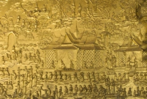 Gilded bas relief, Wat Mai Complex, Luang Prabang, Laos, Indochina, Southeast Asia, Asia