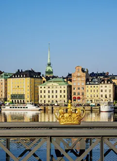 Stockholm Prints: Gilded Crown on Skeppsholmsbron, Stockholm, Stockholm County, Sweden, Scandinavia, Europe