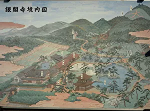 Signs Prints: Ginkaku-ji Silver Temple plan, Kyoto, Kansai, Japan, Asia