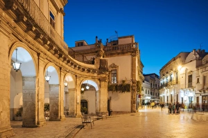 Motion Blur Prints: Via Giuseppe Garibaldi at night, Centro Storico, Martina Franca, Puglia, Italy, Europe