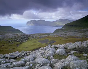 Streymoy Prints: Gjaarbotnur, Vagafjordur fjord and Vagar Island in the distance, from Streymoy