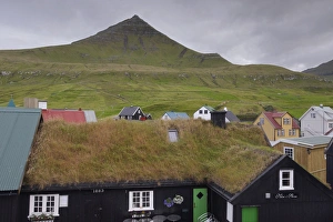 Turf Prints: Gjogv, picturesque village in the north of Eysturoy, Faroe Islands (Faroes)