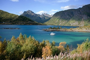 Traditionally Norwegian Prints: Glacial blue lake, Troms, Norway, Scandinavia, Europe