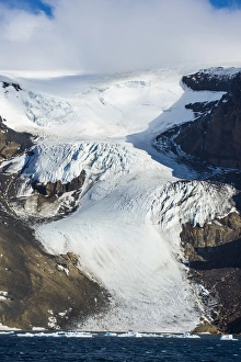 Brown Bluff Prints: Glacier on Brown Bluff huge volcanic basalt, Tabarin Peninsula, Antarctica, Polar Regions