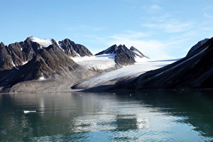 Glacial Lake Prints: Glacier, Magdalenefjord, Svalbard. NB Lack of Drift ice