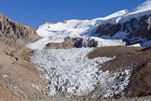Glacier near Plaza de Mulas basecamp, Aconcagua Provincial Park, Andes mountains