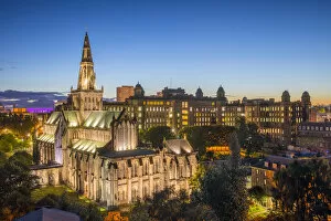Medieval Collection: Glasgow Cathedral and Royal Infirmary at dusk, Glasgow, Scotland, United Kingdom, Europe