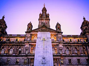 Glasgow Prints: Glasgow City Chambers at sunset, Glasgow, Scotland, United Kingdom, Europe