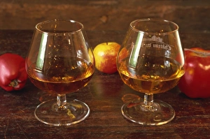 Calvados Prints: Glasses of Calvados, Chateau du Breuil, Auge, Normandie, France, Europe