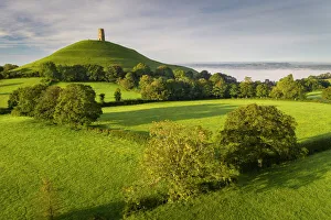 Towers Prints: Glastonbury Tor on a sunny September misty morning