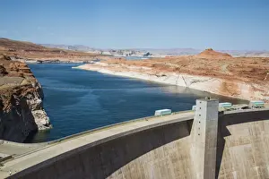 Lake Powell Prints: Glen Canyon Dam on the Colorado River in northern Arizona with Lake Powell in the background