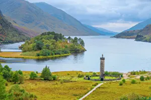 Loch Prints: Glenfinnan Monument to 1745 landing of Bonnie Prince Charlie at start of Jacobite Uprising