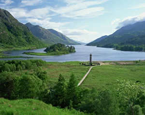 Highlands Prints: The Glenfinnan Monument beside Loch Shiel, Highlands, Scotland, United Kingdom, Europe