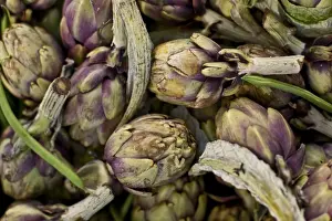 Pile Prints: Globe artichokes, one of the local fresh vegetables at the Sunday morning market