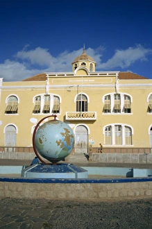 Sao Vicente Prints: Globe outside a school in Mindelo, on Sao Vicente Island, Cape Verde Islands