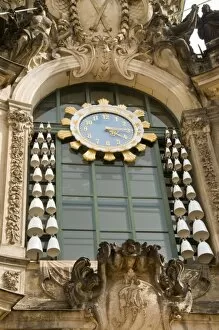 Glockenspiel Clock, Glockenspiel Pavilion, Zwinger, Dresden, Saxony, Germany, Europe