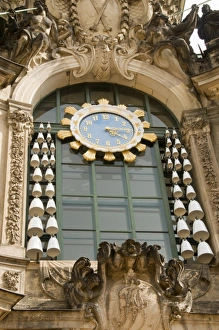 Glockenspiel Clock, Glockenspiel Pavilion, Zwinger, Dresden, Saxony, Germany, Europe Glockenspiel Clock, Glockenspiel Pavilion, Zwinger, Dresden, Saxony, Germany, Europe