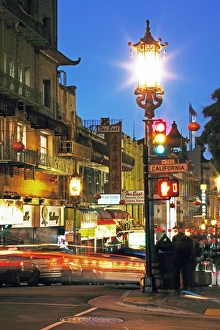 China Town Prints: Glowing lanterns hanging over Grant Avenue in Chinatown