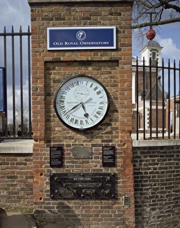 Greenwich Prints: GMT clock and standards of length, Flamsteed House, Greenwich, UNESCO World Heritage Site
