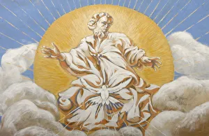 Images Dated 18th August 2008: God and the Holy Ghost in Saint-Nicolas de Veroce church, Haute Savoie, France, Europe