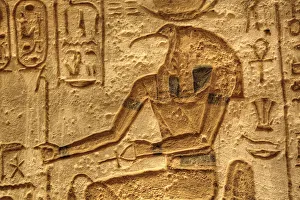 Hieroglyph Prints: God Thoth, Sunken Relief, Lateral Chamber, Ramses II Temple, UNESCO World Heritage Site