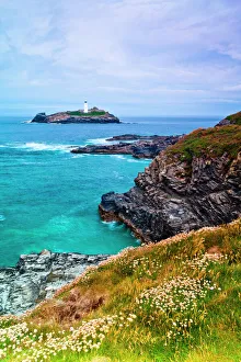 Lighthouse Gallery: Godrevy Lighthouse, Cornwall, England, United Kingdom, Europe
