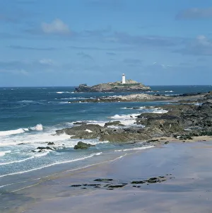 Light House Prints: Godrevy Point, Cornwall, England, United Kingdom, Europe