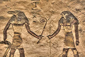 Hieroglyph Prints: Gods Sobek on left and Horus on right, Tomb of Ramses III, KV11, Valley of the Kings