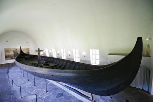 Oslo Prints: Gokstad Viking ship excavated from Oslofjord, Vikingskipshuset (Viking Ship Museum)