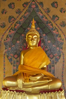 Wat Arun Prints: Gold Buddha statue in Wat Arun (The Temple of Dawn)