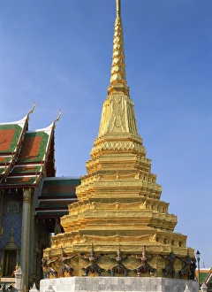 A gold covered chedi in the Grand Palace in Bangkok