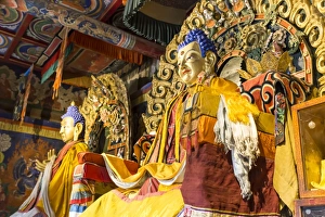 Gold Colour Prints: Golden Buddha statues, Baruun Zuu temple