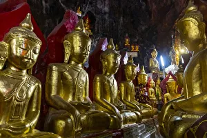 Light Beam Prints: Golden Buddha statues, Pindaya cave, Pindaya, Shan state, Myanmar (Burma), Asia