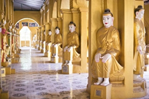 Mandalay Prints: Golden Buddhist Temple at Amarapura, Mandalay, Mandalay Region, Myanmar (Burma), Asia