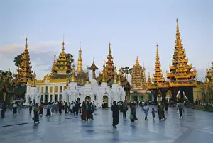 Crowd Prints: Golden dome of the Shwedagon Paya (Shwe Dagon Pagoda) at dusk