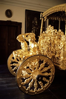 Exhibition Prints: Detail from the golden Eggenberg carriage, the Castle, Cesky Krumlov, Czech Republic