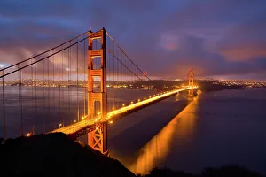 Suspension Bridge Prints: Golden Gate Bridge at dawn, San Francisco