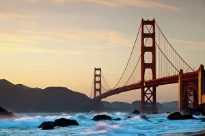 Suspension Bridge Prints: Golden Gate Bridge from Marshall Beach