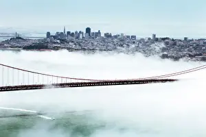 Ethereal Prints: Golden Gate Bridge and the San Francisco skyline floating above the fog on a foggy day in San Francisco