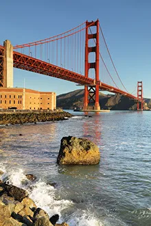 Golden Gate Bridge at sunrise, San Francisco Bay, California, United States of America