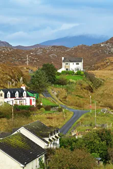 Overlooking Prints: Golden Road around Isle of Harris, Outer Hebrides, Scotland, United Kingdom, Europe