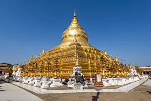 Bagan Prints: Golden Shwezigon Pagoda, Nyaung-U, near Bagan (Pagan), Myanmar (Burma), Asia