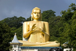 Golden Temple Prints: Golden Temple, with 30m high statue of Buddha, Dambulla, Sri Lanka, Asia