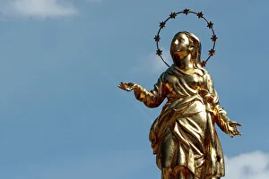 Star Prints: Golden Virgin statue with stars, Valgrisenche, Aosta Valley, Italy, Europe