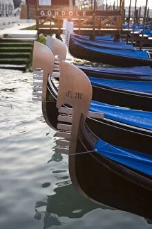 Gondolas floating in Saint Marks Basin, Venice, Veneto, Italy, Europe