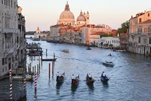 Vessel Prints: Gondolas on the Grand Canal, and view towards the domed church of Santa Maria Della Salute